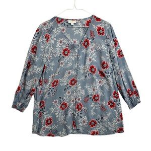 J. Jill Women Buttoned Down Blouse Floral Size M